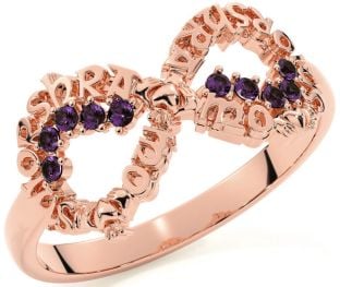 Alexandrite Rose Gold Silver Claddagh Infinity Irish "My eternal love" Ring