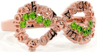 Peridot Rose Gold Silver Claddagh Infinity Irish "My eternal love" Ring