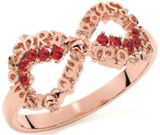 Ruby Rose Gold Silver Claddagh Infinity Irish "My eternal love" Ring