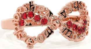 Ruby Rose Gold Silver Claddagh Infinity Irish "My eternal love" Ring