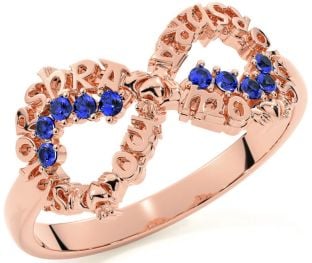 Sapphire Rose Gold Silver Claddagh Infinity Irish "My eternal love" Ring