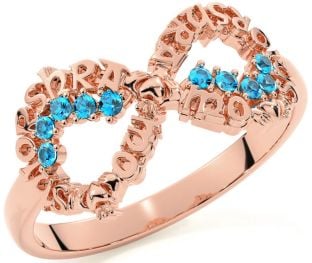 Topaz Rose Gold Silver Claddagh Infinity Irish "My eternal love" Ring