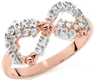 Diamond Rose Gold Silver Claddagh Infinity Irish "My eternal love" Ring