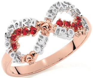 Ruby Rose Gold Silver Claddagh Infinity Irish "My eternal love" Ring