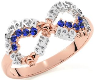 Sapphire Rose Gold Silver Claddagh Infinity Irish "My eternal love" Ring
