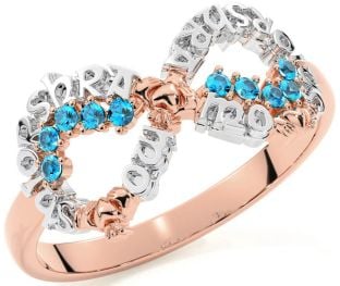 Topaz Rose Gold Silver Claddagh Infinity Irish "My eternal love" Ring
