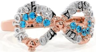 Topaz Rose Gold Silver Claddagh Infinity Irish "My eternal love" Ring