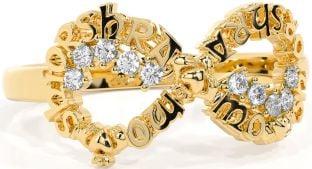Diamond Gold Silver Claddagh Infinity Irish "My eternal love" Ring
