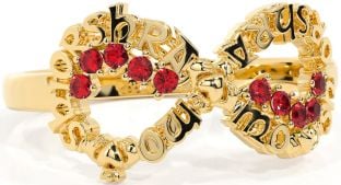 Ruby Gold Silver Claddagh Infinity Irish "My eternal love" Ring