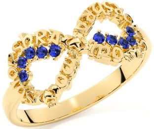 Sapphire Gold Silver Claddagh Infinity Irish "My eternal love" Ring
