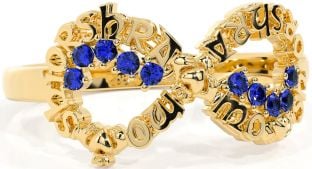 Sapphire Gold Silver Claddagh Infinity Irish "My eternal love" Ring