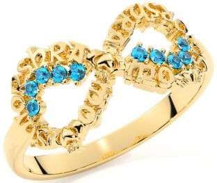 Topaz Gold Silver Claddagh Infinity Irish "My eternal love" Ring