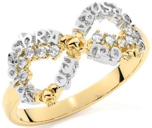 Diamond Gold Silver Claddagh Infinity Irish "My eternal love" Ring