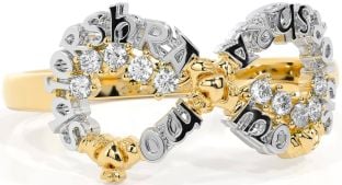 Diamond Gold Silver Claddagh Infinity Irish "My eternal love" Ring