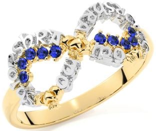 Sapphire Gold Silver Claddagh Infinity Irish "My eternal love" Ring