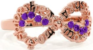 Amethyst Rose Gold Claddagh Infinity Irish "My eternal love" Ring