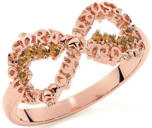 Citrine Rose Gold Claddagh Infinity Irish "My eternal love" Ring