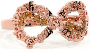 Citrine Rose Gold Claddagh Infinity Irish "My eternal love" Ring
