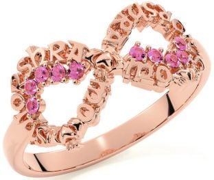 Pink Tourmaline Rose Gold Claddagh Infinity Irish "My eternal love" Ring