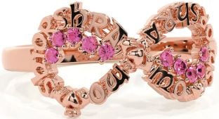 Pink Tourmaline Rose Gold Claddagh Infinity Irish "My eternal love" Ring