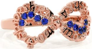 Sapphire Rose Gold Claddagh Infinity Irish "My eternal love" Ring