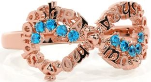 Topaz Rose Gold Claddagh Infinity Irish "My eternal love" Ring