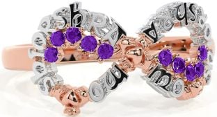 Amethyst White Rose Gold Claddagh Infinity Irish "My eternal love" Ring