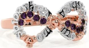 Alexandrite White Rose Gold Claddagh Infinity Irish "My eternal love" Ring
