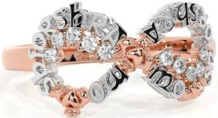 Diamond White Rose Gold Claddagh Infinity Irish "My eternal love" Ring