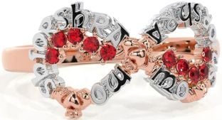 Ruby White Rose Gold Claddagh Infinity Irish "My eternal love" Ring