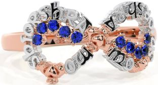 Sapphire White Rose Gold Claddagh Infinity Irish "My eternal love" Ring