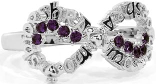 Alexandrite Silver Claddagh Infinity Irish "My eternal love" Ring