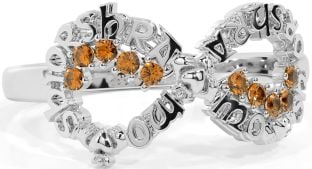Citrine Silver Claddagh Infinity Irish "My eternal love" Ring