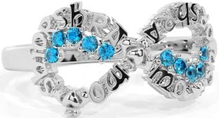 Topaz Silver Claddagh Infinity Irish "My eternal love" Ring