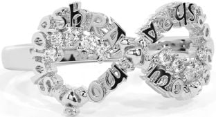 Diamond White Gold Claddagh Infinity Irish "My eternal love" Ring