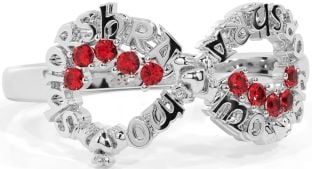 Ruby White Gold Claddagh Infinity Irish "My eternal love" Ring
