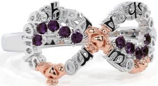 Alexandrite White Rose Gold Claddagh Infinity Irish "My eternal love" Ring