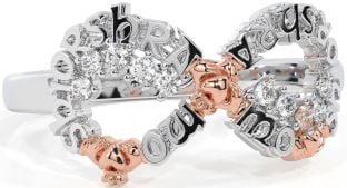 Diamond White Rose Gold Claddagh Infinity Irish "My eternal love" Ring