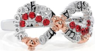 Ruby White Rose Gold Claddagh Infinity Irish "My eternal love" Ring
