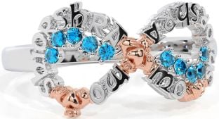 Topaz White Rose Gold Claddagh Infinity Irish "My eternal love" Ring