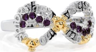 Alexandrite White Yellow Gold Claddagh Infinity Irish "My eternal love" Ring