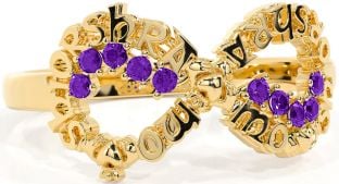 Amethyst Gold Claddagh Infinity Irish "My eternal love" Ring