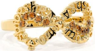Citrine Gold Claddagh Infinity Irish "My eternal love" Ring