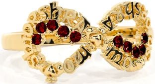 Garnet Gold Claddagh Infinity Irish "My eternal love" Ring