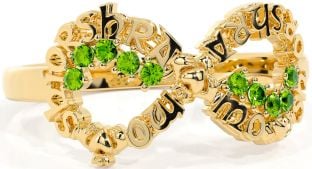 Peridot Gold Claddagh Infinity Irish "My eternal love" Ring