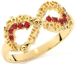 Ruby Gold Claddagh Infinity Irish "My eternal love" Ring