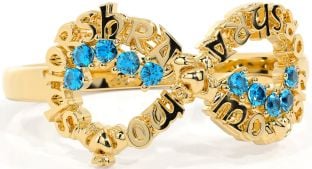 Topaz Gold Claddagh Infinity Irish "My eternal love" Ring
