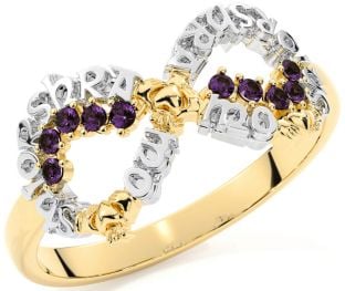 Alexandrite White Yellow Gold Claddagh Infinity Irish "My eternal love" Ring