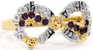 Alexandrite White Yellow Gold Claddagh Infinity Irish "My eternal love" Ring
