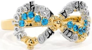 Topaz White Yellow Gold Claddagh Infinity Irish "My eternal love" Ring